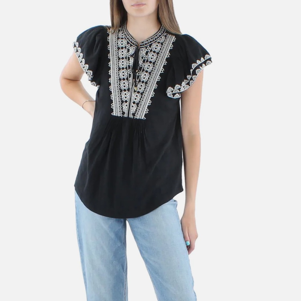 Lauren by Ralph Lauren black and white top